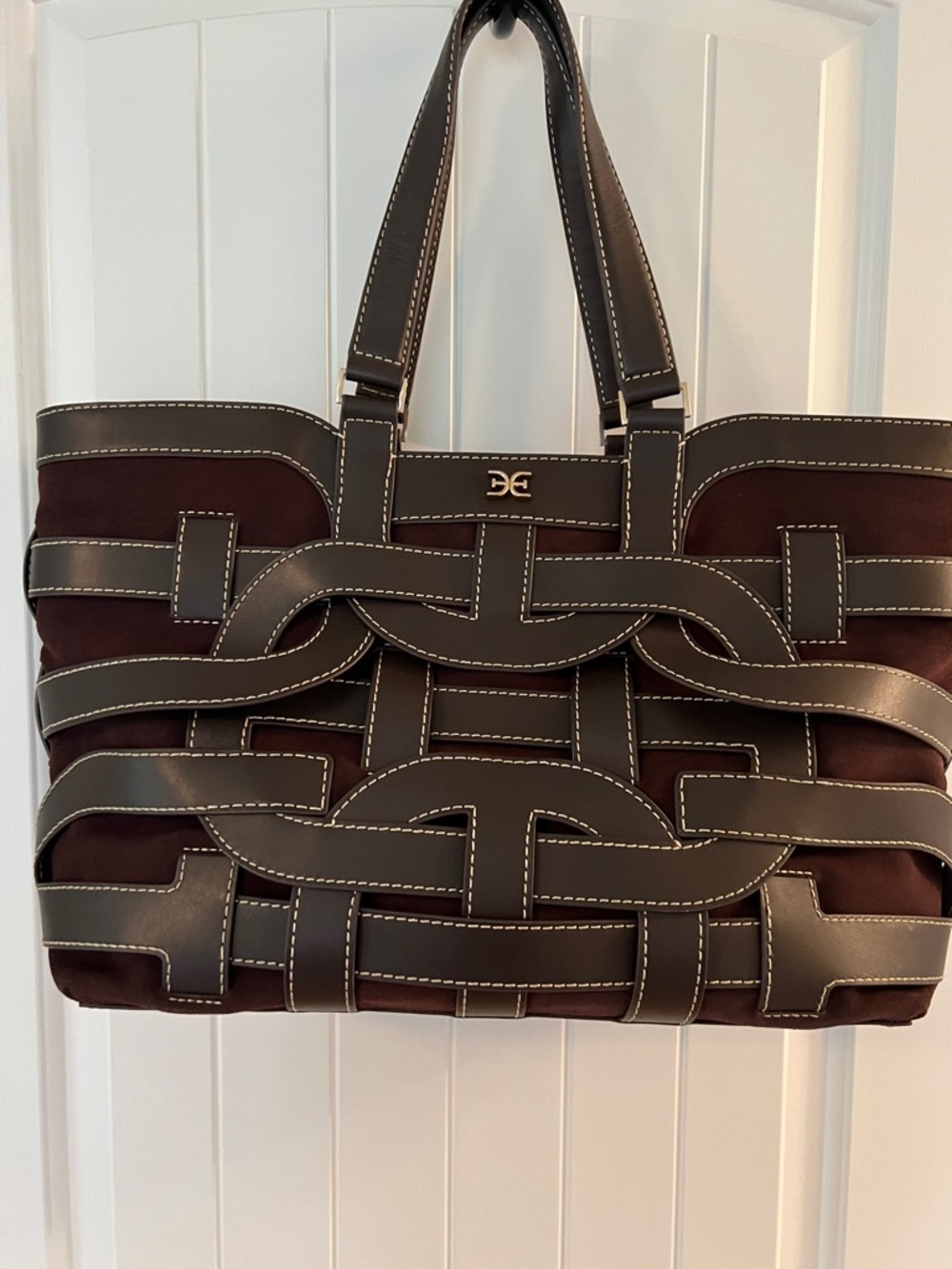 Sam Edelman Dark Brown and Brown Woven Leather Tote